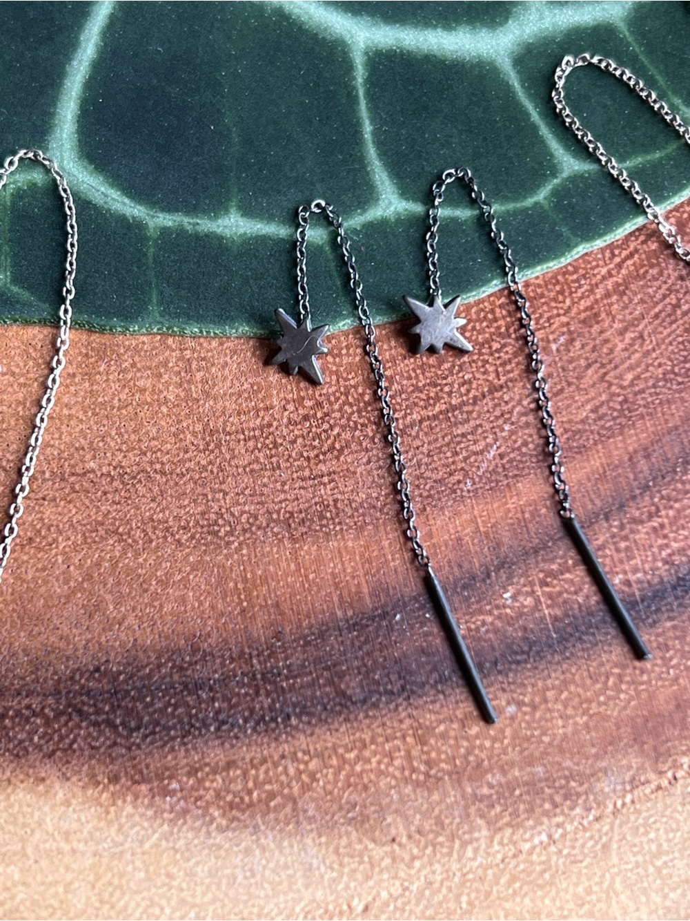 Delicate Silver Threader Earrings Set of 4 Pairs - Cross & Star Charms - Picture 4 of 6